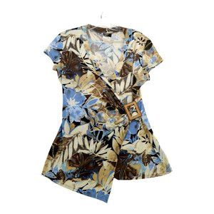 Libra‎ Womens Medium Blouse Tunic Floral Polyester/Spandex